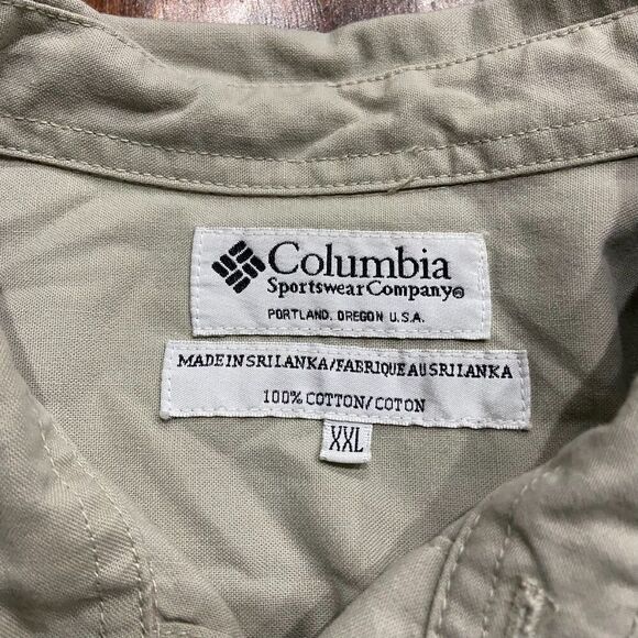 Columbia Sportswear Vintage Hunting Tan Green Button Front Shirt Mens Size XXL - Picture 6 of 8